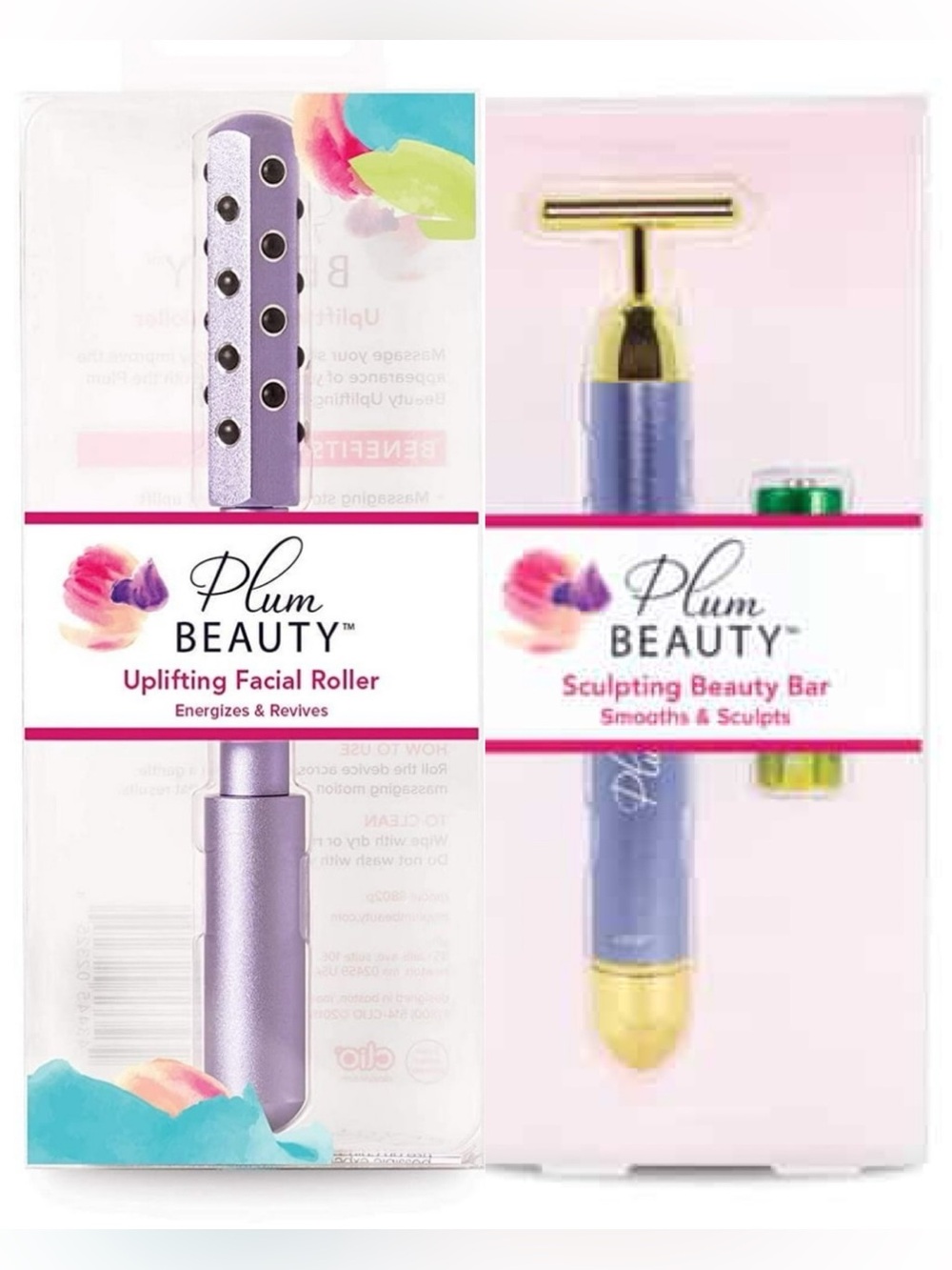 2pc set Plum Beauty Uplifting Facial Roller & Sculpting Beauty Bar - Lavender